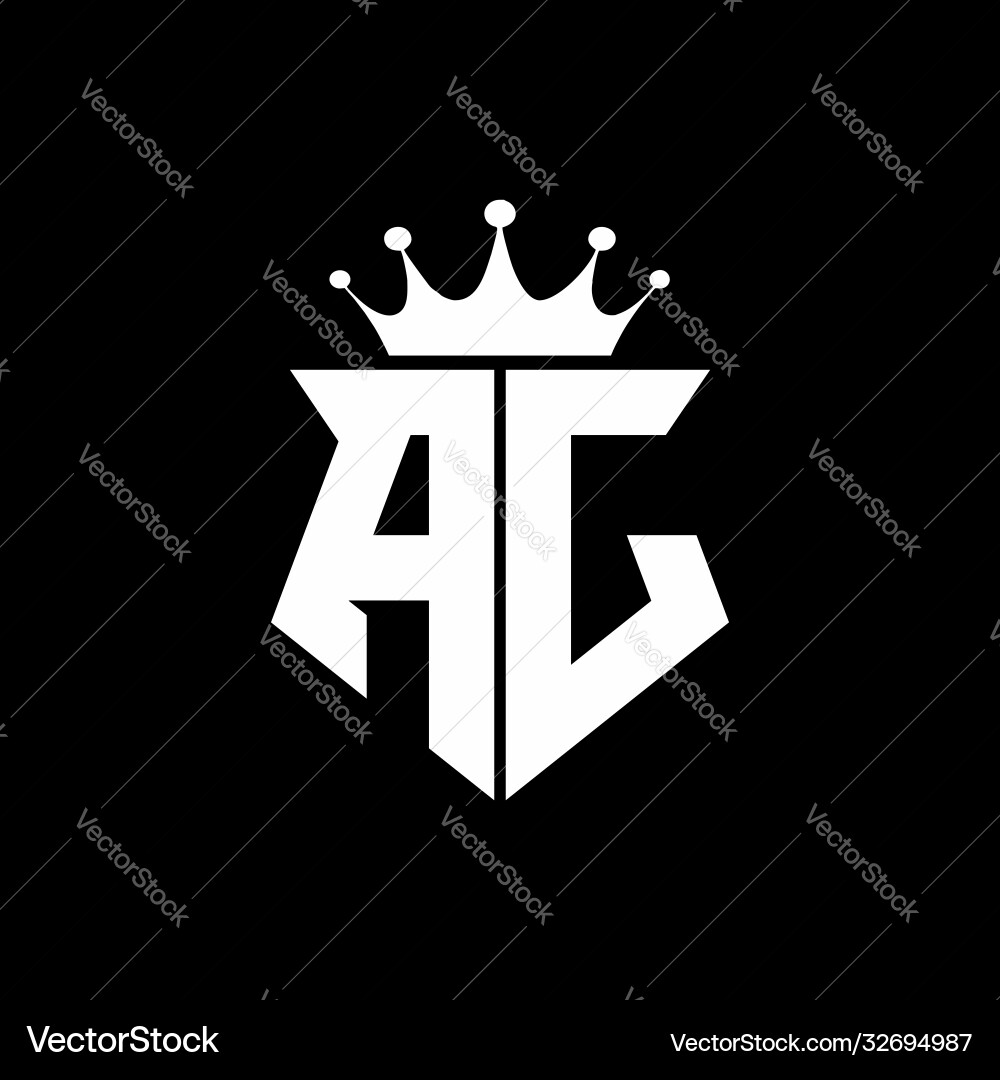 Aj logo monogram shield shape with crown design Vector Image