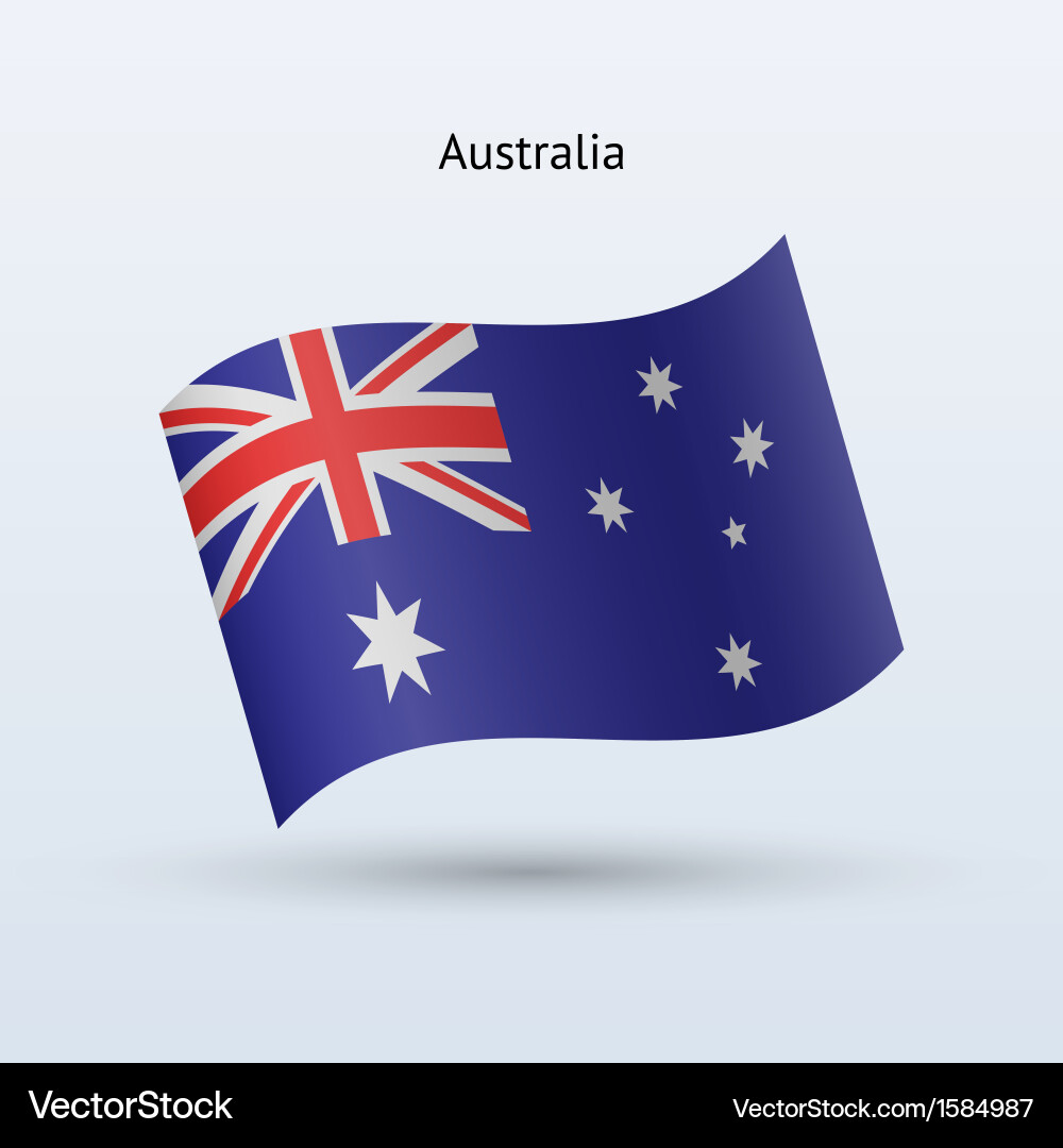 Australia Flag Waving Vector Image