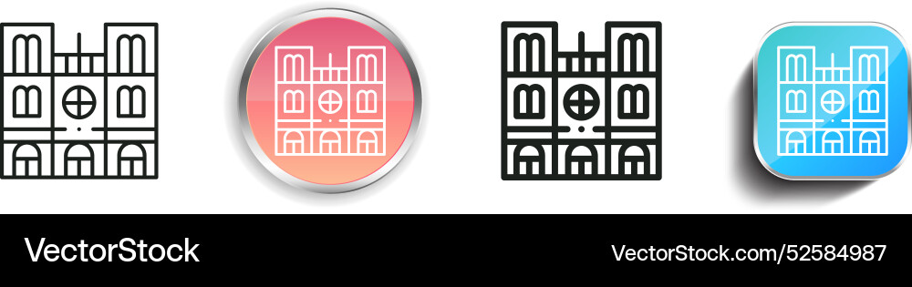 Cathedral icon thin linear regular and button vector image