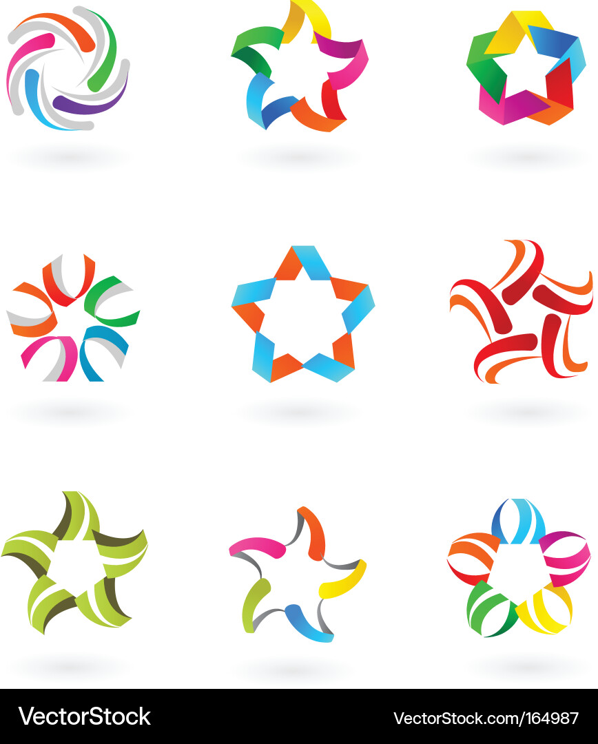 Colorful Star Icons & Logos vector image