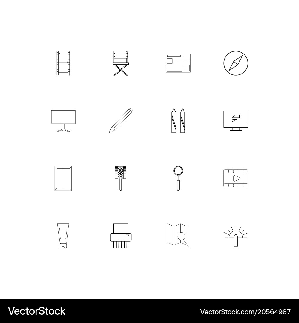 Creative process and design simple linear icons vector image