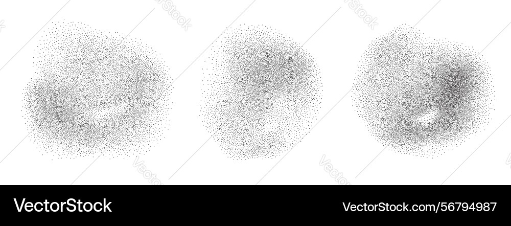 Dotwork abstract diffused spots set circular Dotwork abstract diffused spots set circular vector image