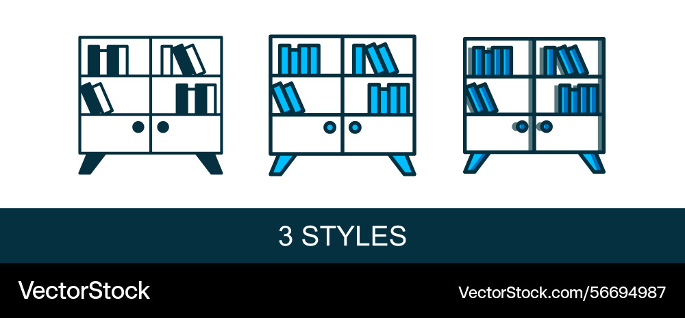Filled outline library bookshelf icon isolated Filled outline library bookshelf icon isolated vector image