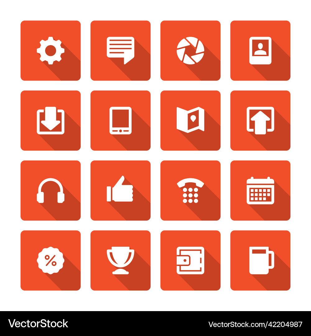 Flat icons set and long shadow effect Flat icons set and long shadow effect vector image
