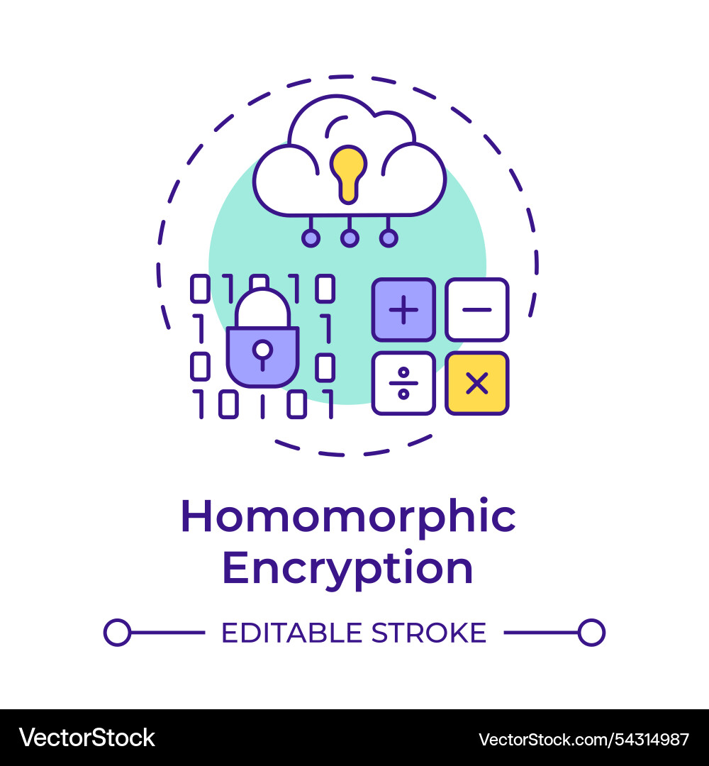 Homomorphic encryption multi color concept icon Homomorphic encryption multi color concept icon vector image