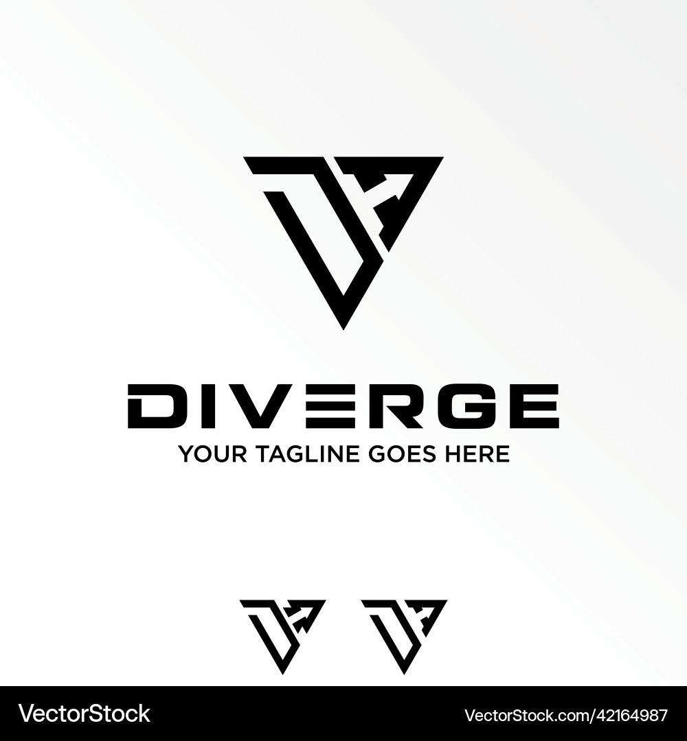 Letter d font in triangle line with arrow inside Vector Image
