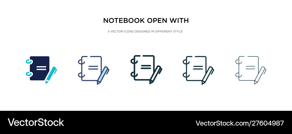 Notebook open with bookmark icon in different Vector Image