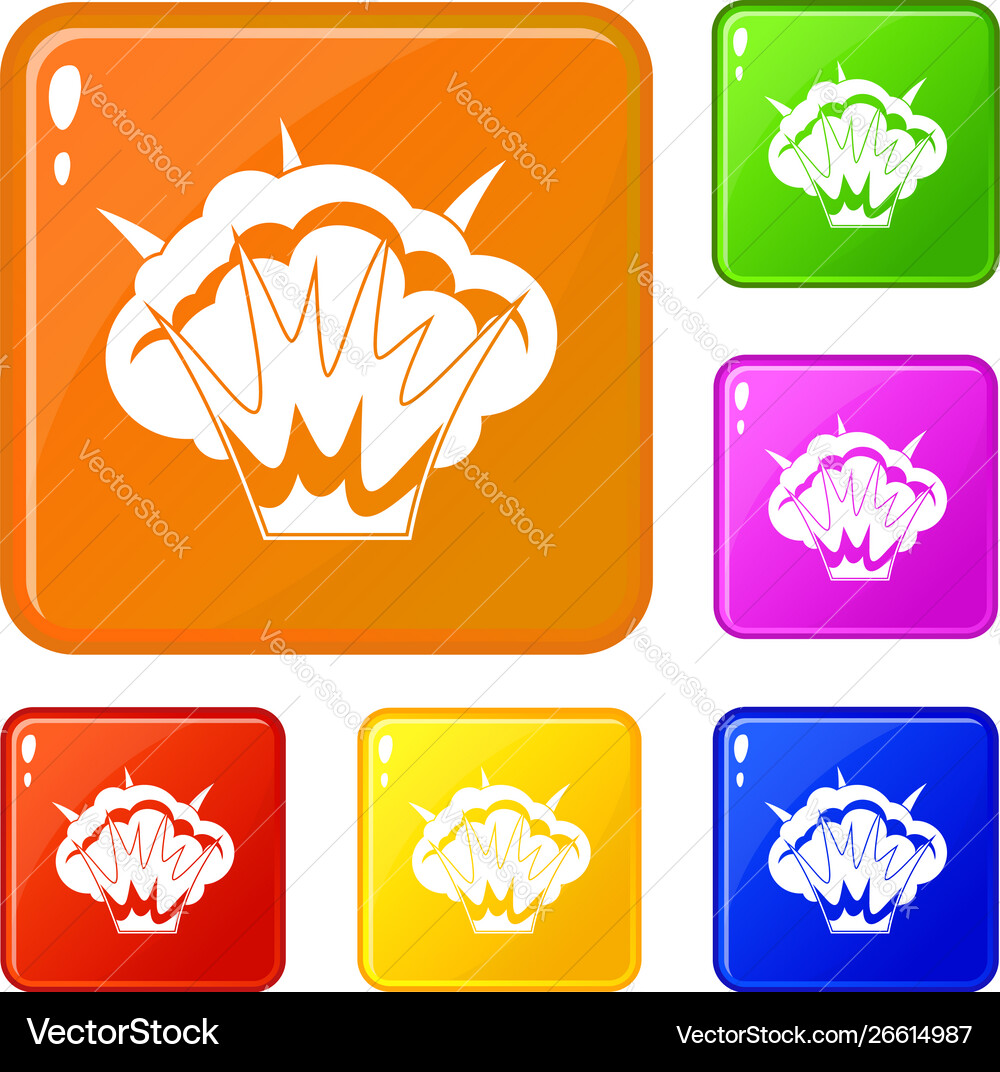 Projectile explosion icons set color Vector Image
