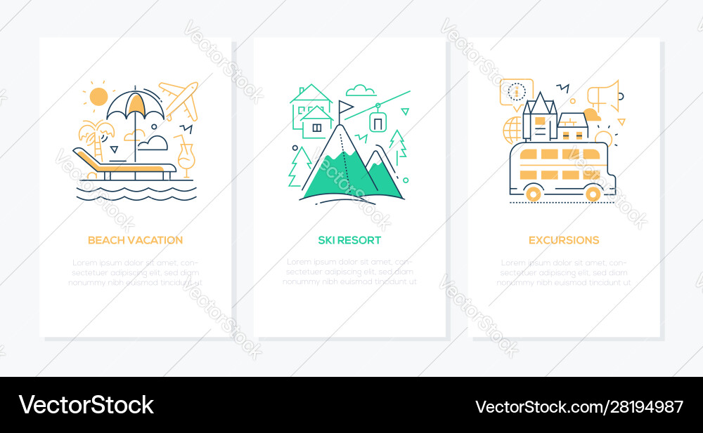 Reise- und Urlaubskonzept - Liniendesign Stil Reise- und Urlaubskonzept - Liniendesign Stil vektorbild