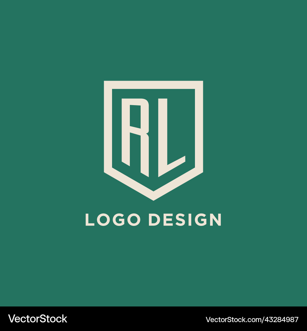 Rl initial logo monogram shield geometric shape Rl initial logo monogram shield geometric shape Vector Image