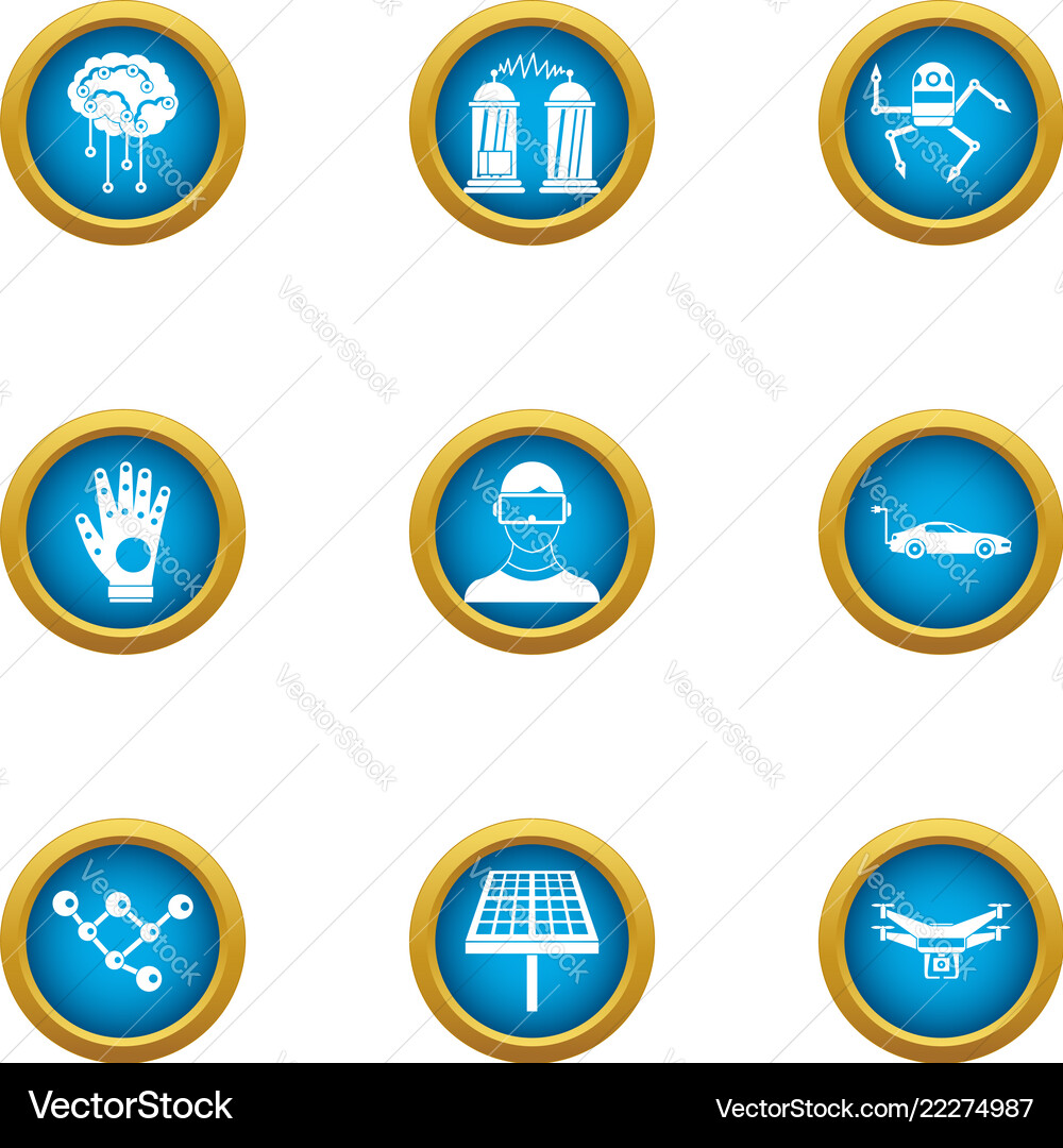Robotization icons set flat style Vector Image