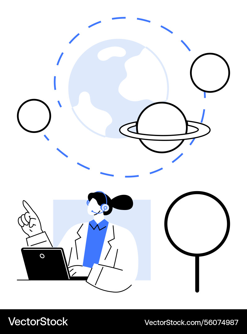 Scientist exploring planetary orbit and space Vector Image