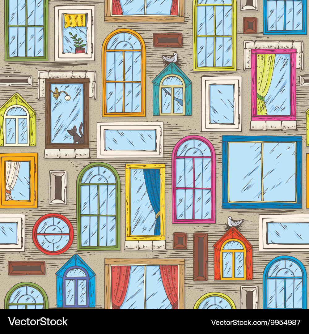 Seamless pattern with color windows vector image