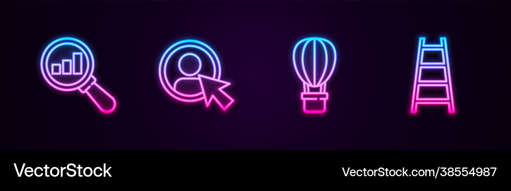 Set line magnifying glass and analysis create Vector Image