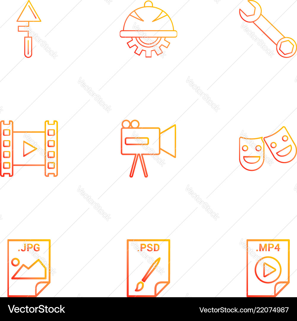 Spade gear wrench video camcoder smiley Vector Image