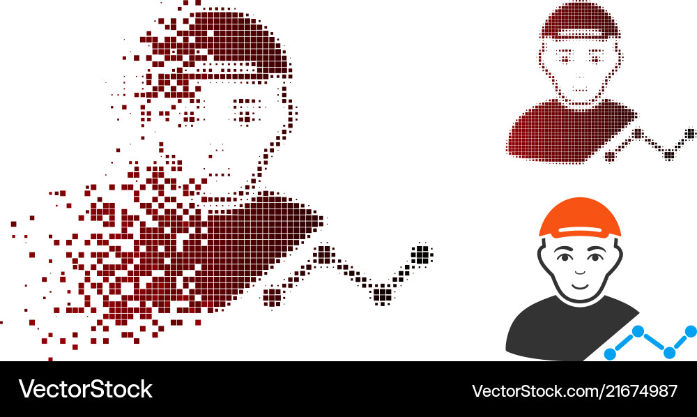 Sparkle dotted halftone user chart icon with face Sparkle dotted halftone user chart icon with face Vector Image