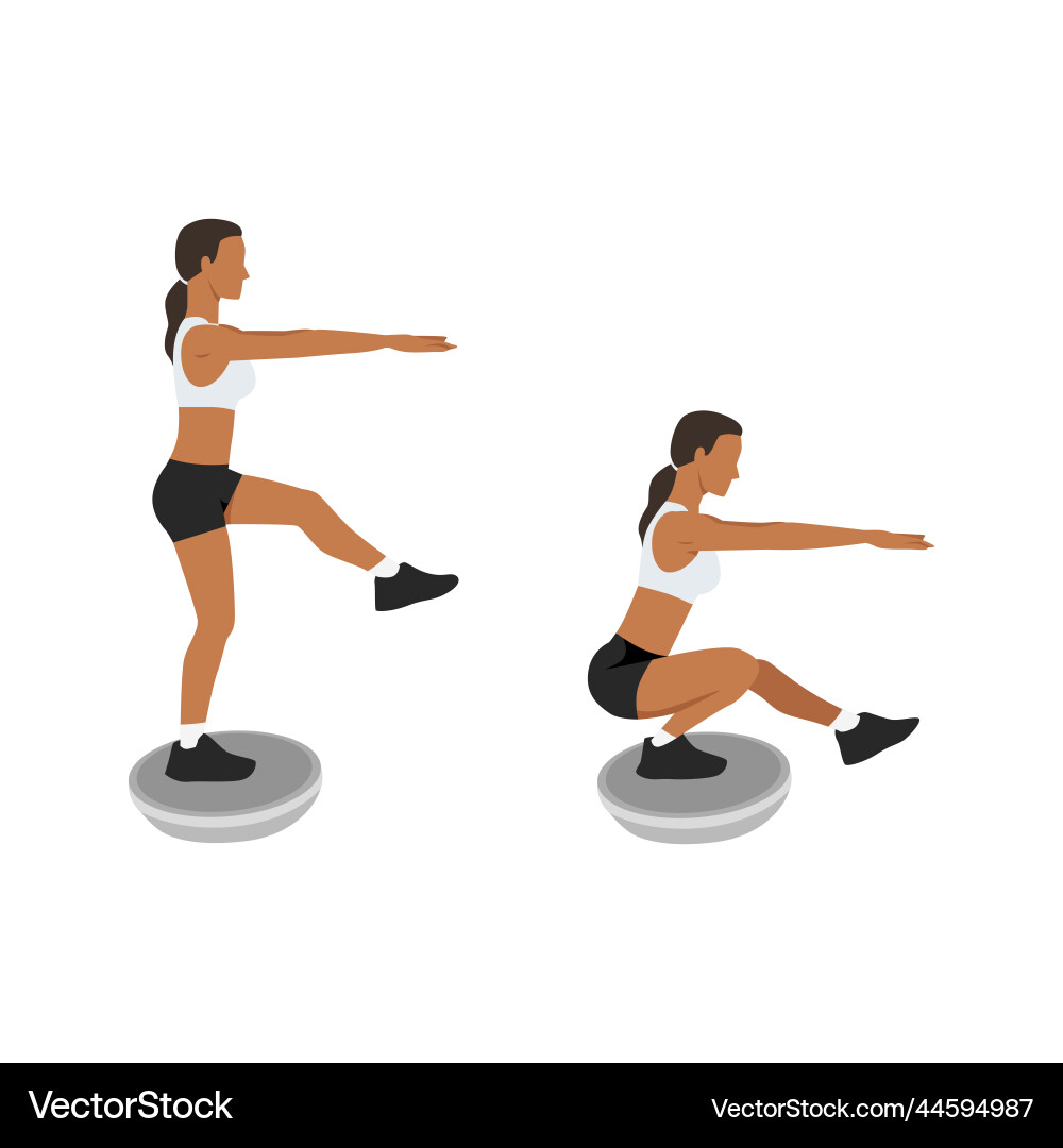 Woman doing single leg squat pistol squats Vector Image