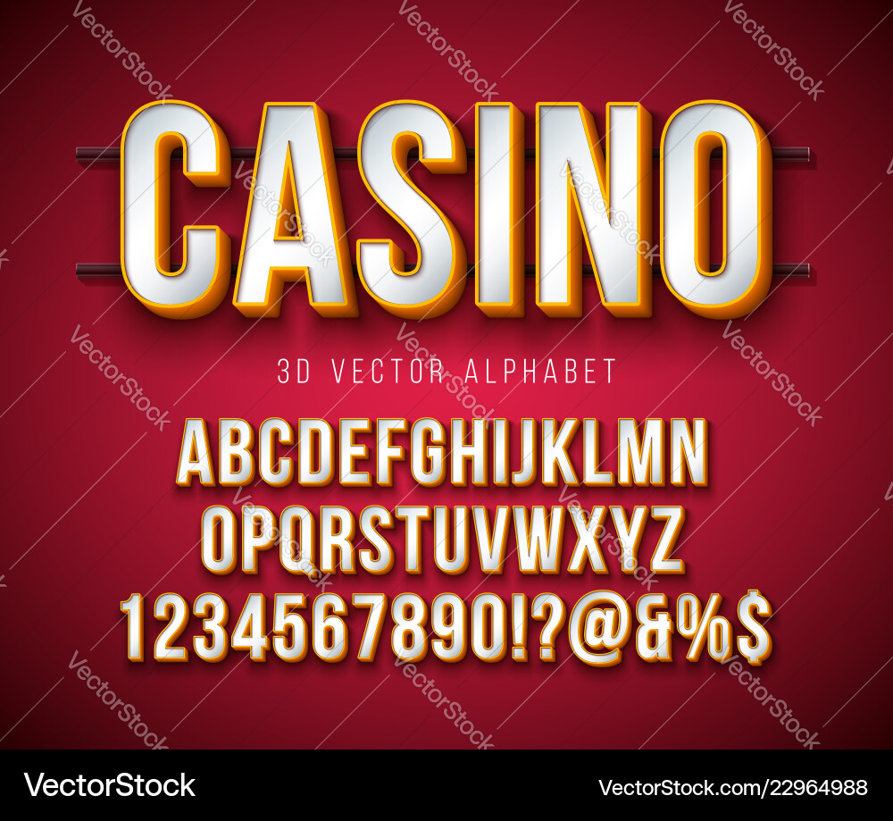 3D Alphabet Font - Red & Gold vector image