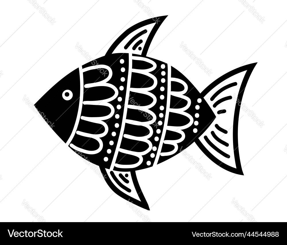 Abstract doodle fish in cute cartoon style Abstract doodle fish in cute cartoon style vector image