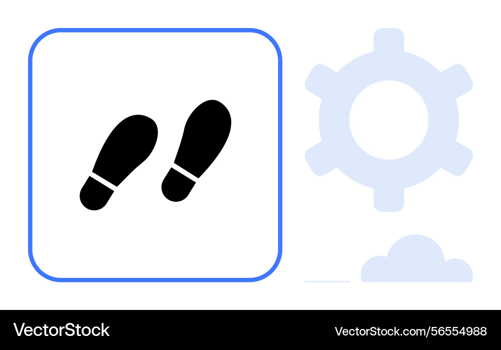 Black footsteps icon within a square frame next Black footsteps icon within a square frame next Vector Image