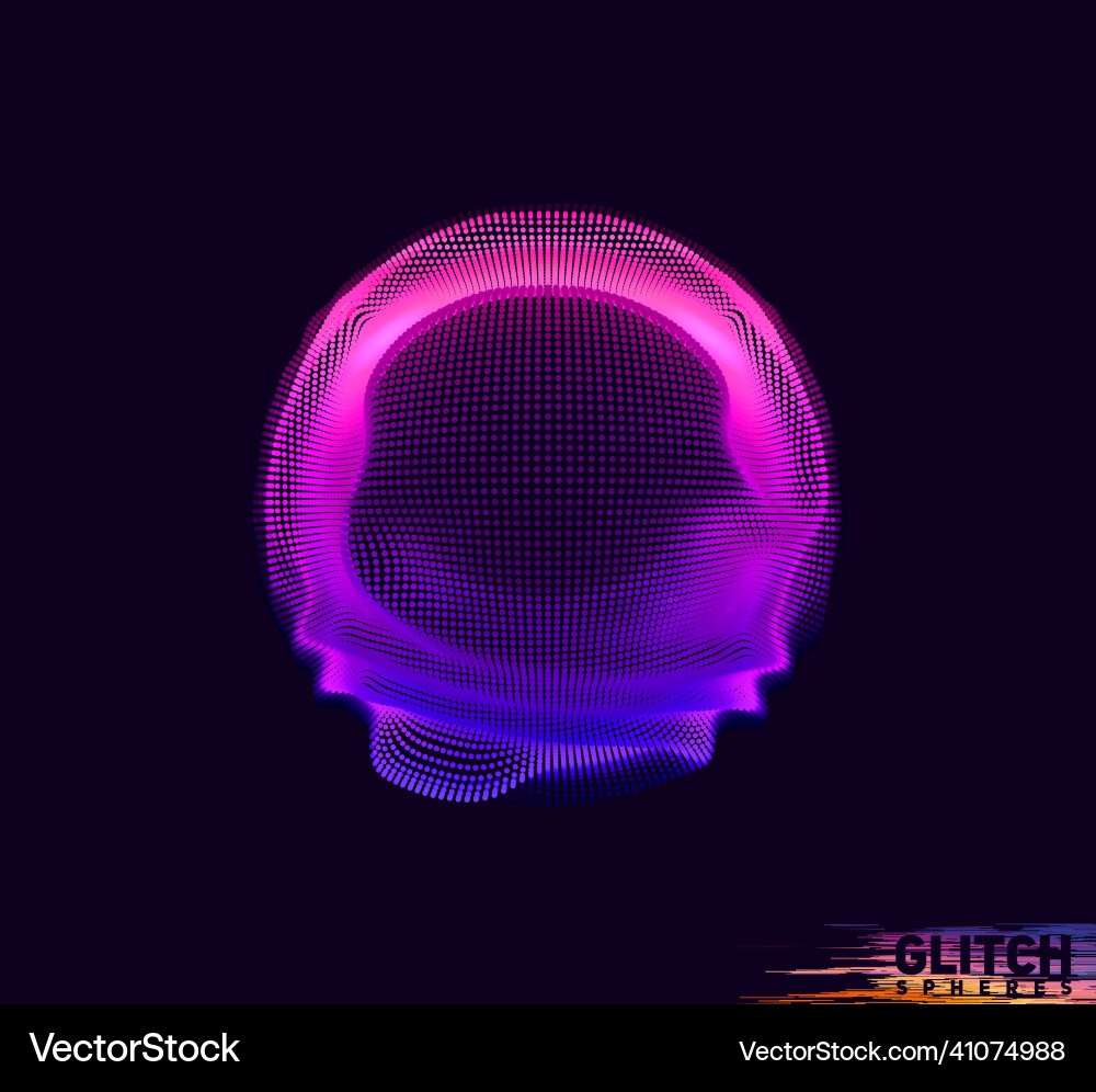 Corrupted violet point sphere abstract Vector Image