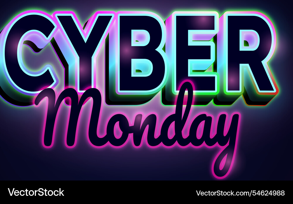Cyber monday editable text effect 3d emboss neon Cyber monday editable text effect 3d emboss neon vector image