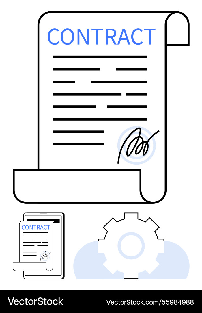 Digital contract management with signature Vector Image
