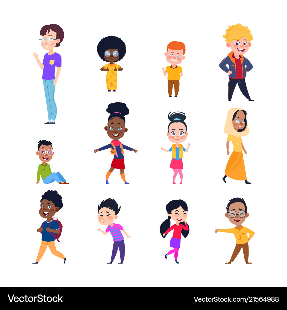 Diverse Gruppe von glücklichen Kindern vektorbild