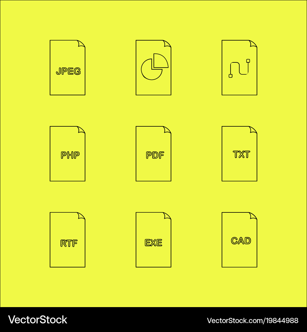 Files and folders linear icon set simple outline vector image