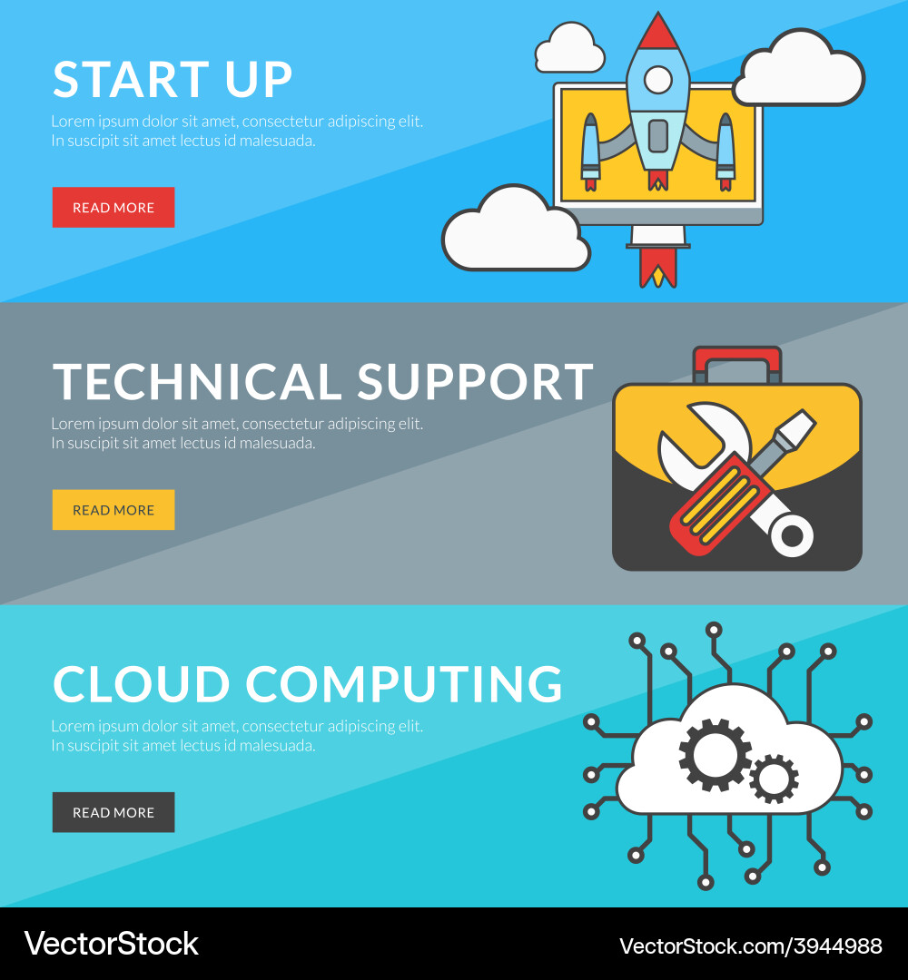 Flat design concept for start up technical support vector image