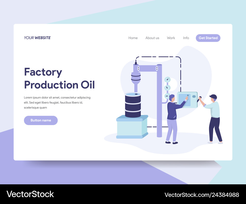 Landing Seite Vorlage der Fabrikproduktion Öl Landing Seite Vorlage der Fabrikproduktion Öl vektorbild