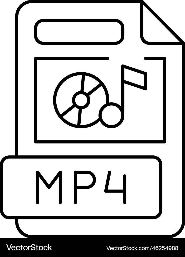 Mp4 file format document line icon Mp4 file format document line icon vector image