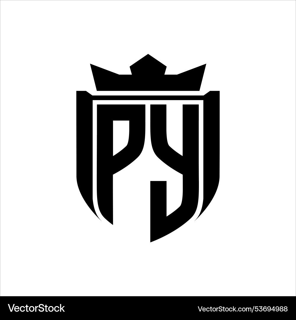Py logo with shield shape inside badge Vector Image