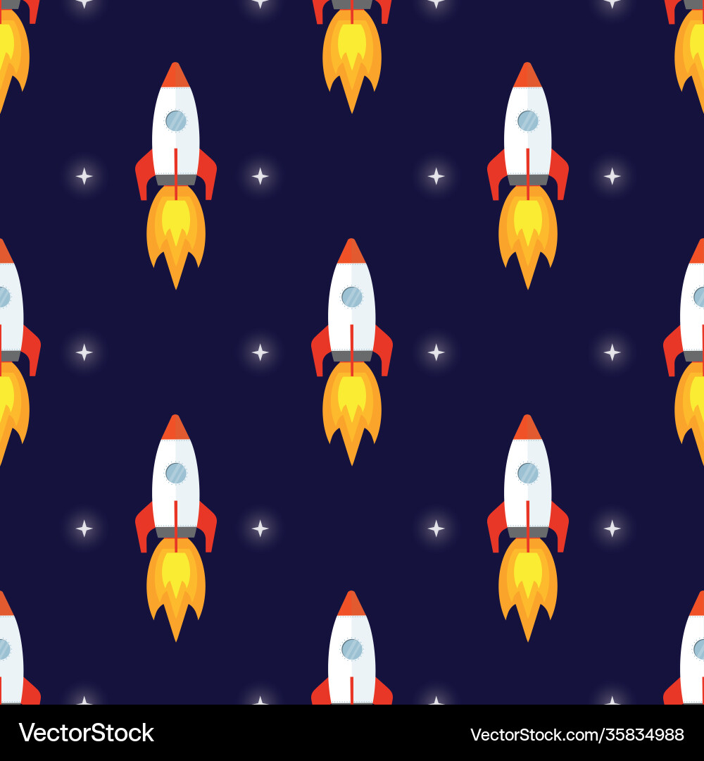 Seamless pattern with spaceship or rocket Vector Image