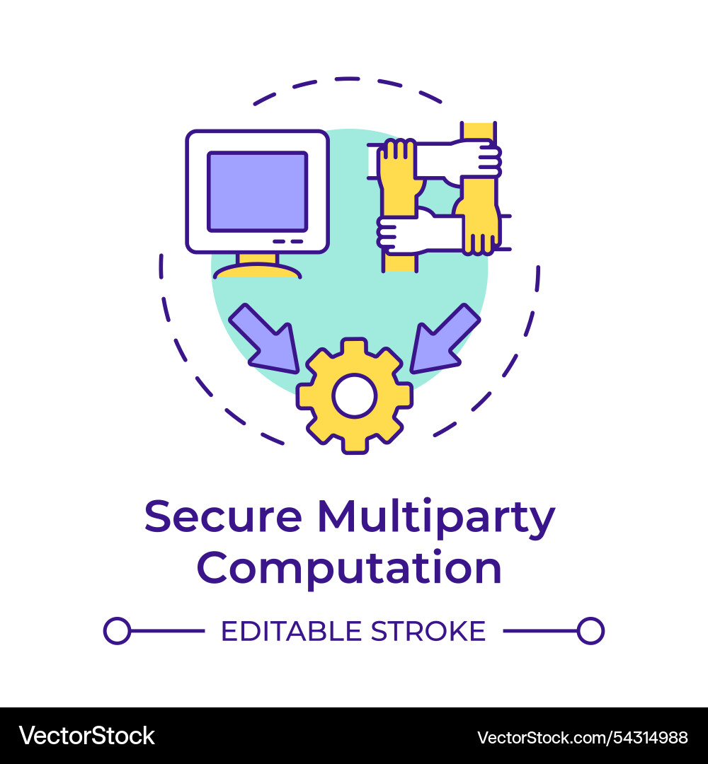 Secure multiparty computation multi color concept Secure multiparty computation multi color concept vector image