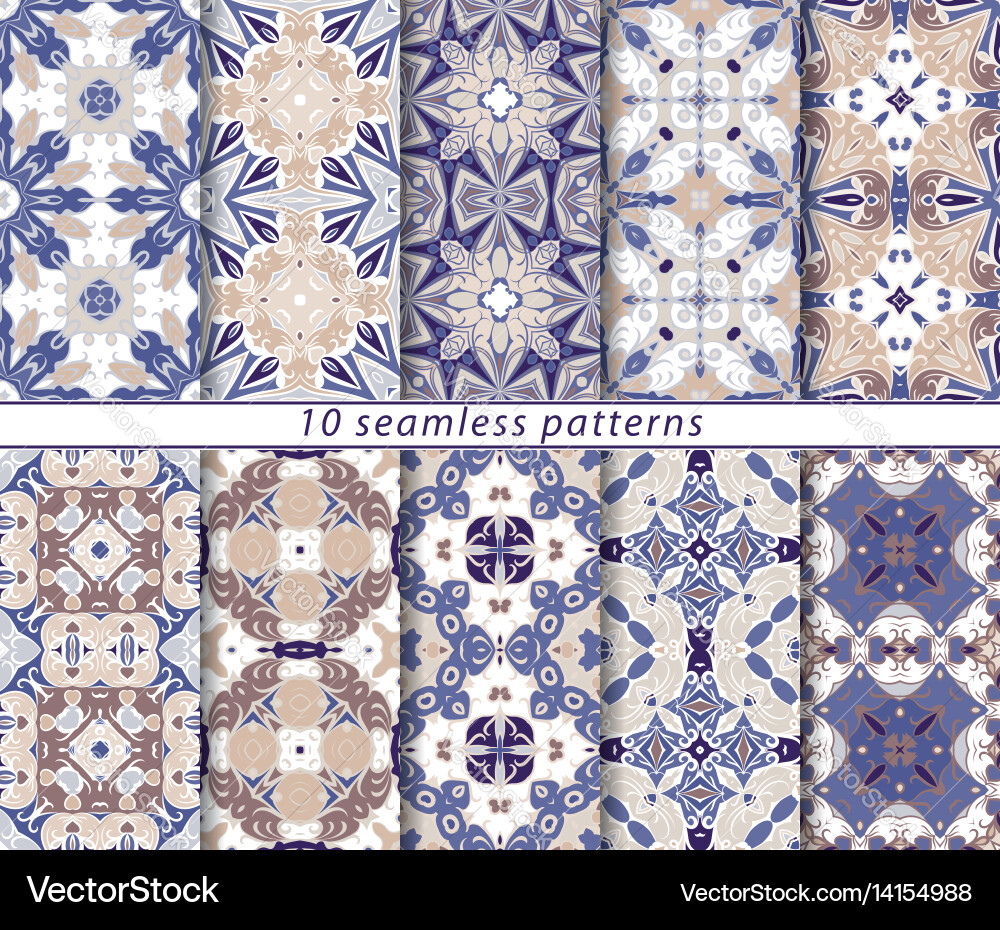 Set of ten seamless abstract patterns vector image