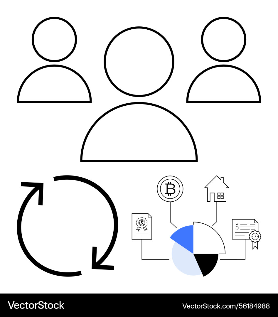Teamwork and collaboration elements with data flow Teamwork and collaboration elements with data flow vector image