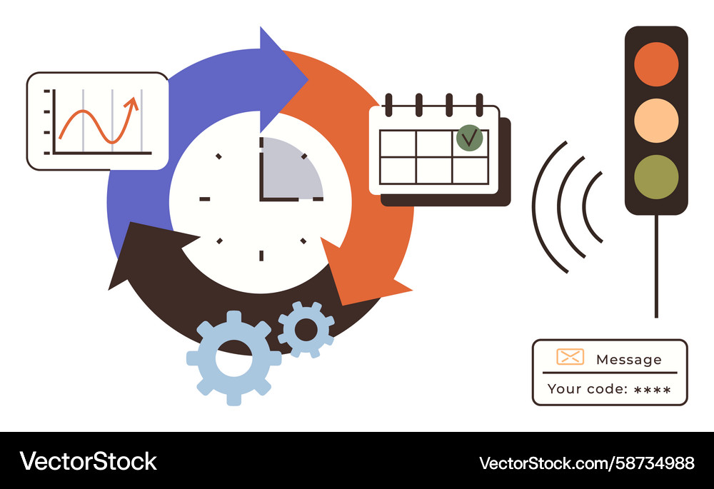 Workflow automation with time management data Workflow automation with time management data Vector Image