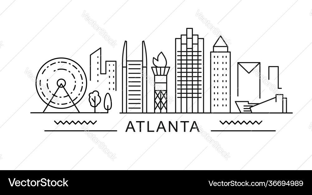 Atlanta City Skyline Outline Vector Image