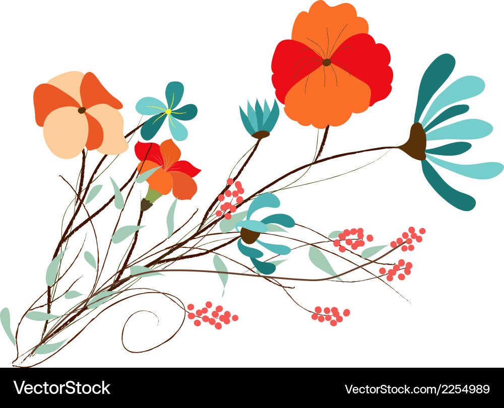 Background with flowers in retro style Vector Image