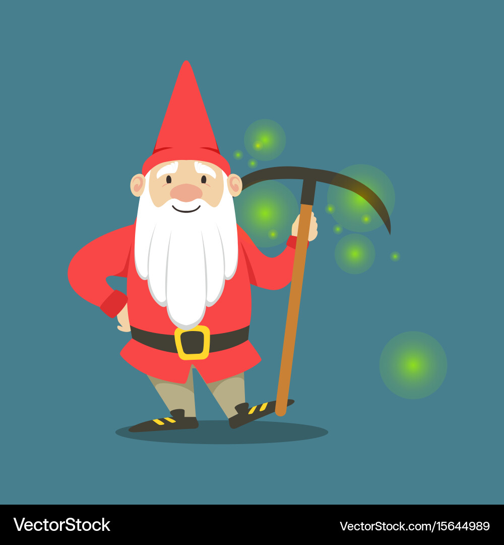 Charming Dwarf with Pickaxe Vector Image