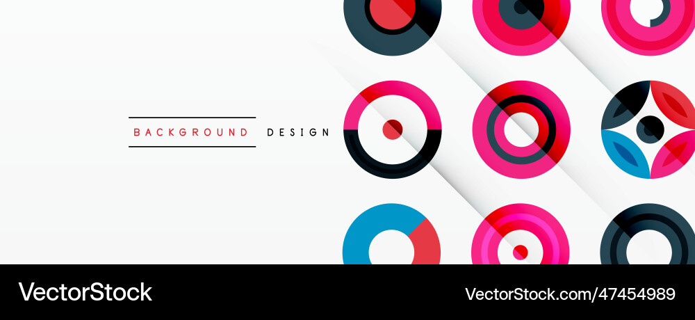 Colorful circles in a grid composition abstract Vector Image