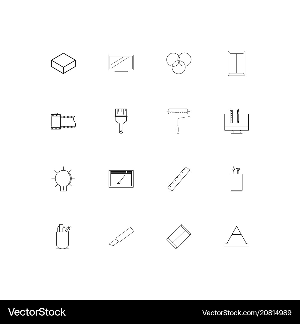 Creative process and design linear thin icons set vector image
