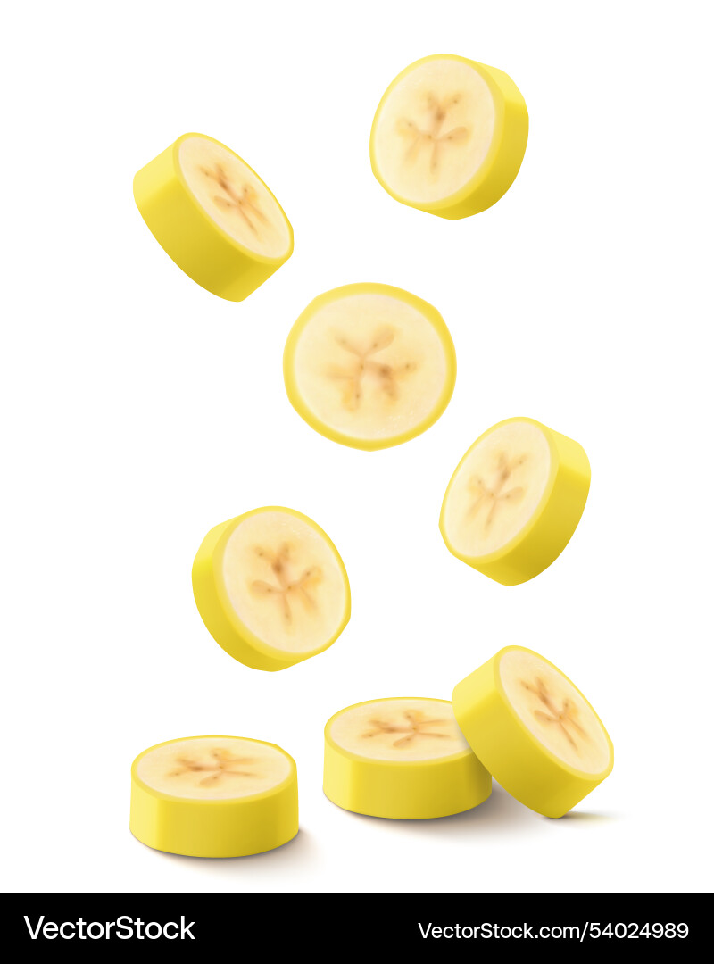 Falling sliced banana isolated on transparent Falling sliced banana isolated on transparent vector image