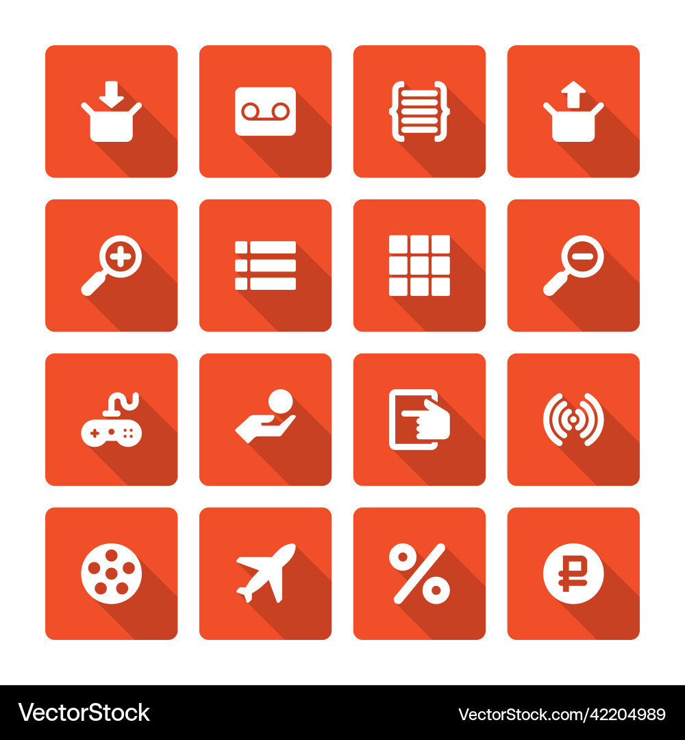 Flat icons set and long shadow effect Flat icons set and long shadow effect Vector Image