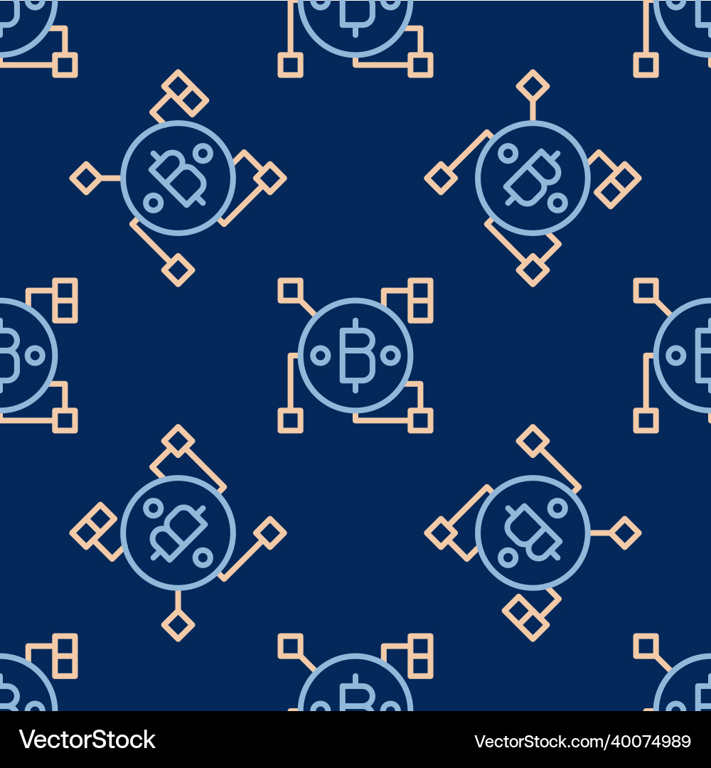 Line blockchain technology bitcoin icon isolated Line blockchain technology bitcoin icon isolated vector image