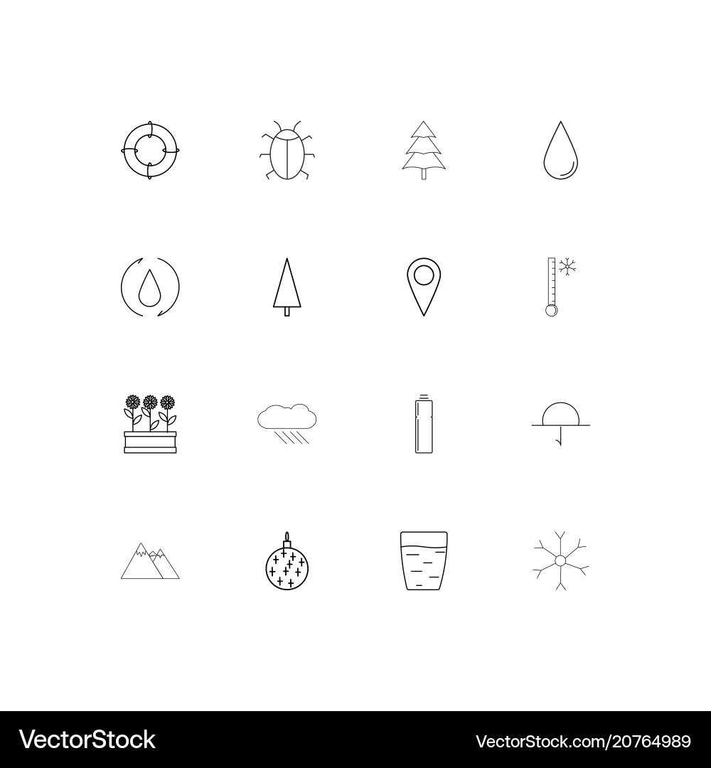 Nature linear thin icons set outlined simple Vector Image
