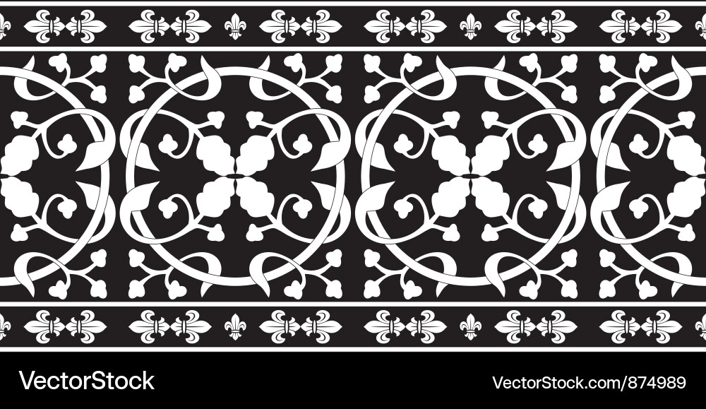 Schwarze & weiße gotische Florentalgrenze Vektorbild