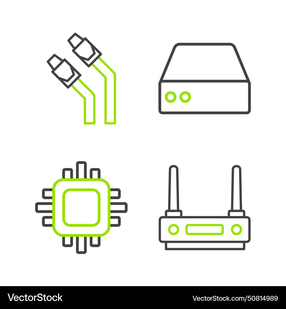 Set line router and wi-fi signal processor Set line router and wi-fi signal processor vector image