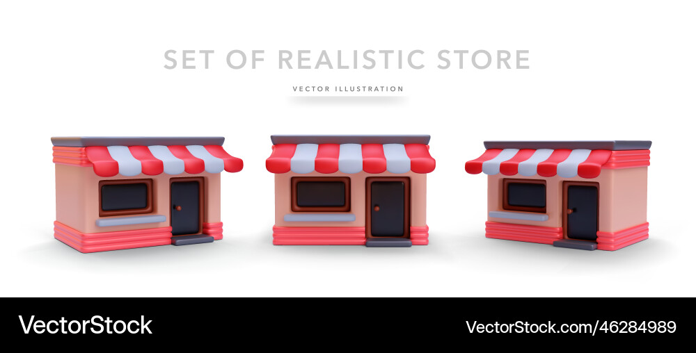 Set of 3d realistic store with shadow isolated Set of 3d realistic store with shadow isolated vector image